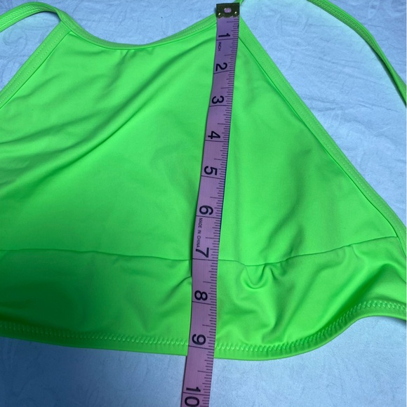 NWT SKIMS Recycled Swim Signature High Neck Top Neon Highlighter Green new tags - Picture 6 of 9